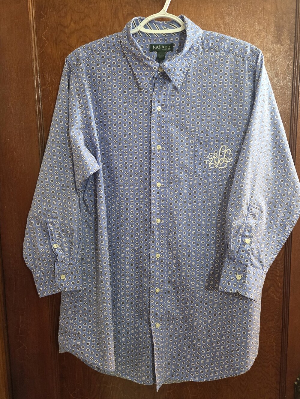 LAUREN Ralph Lauren Blue Printed Button-Down Shirt size M